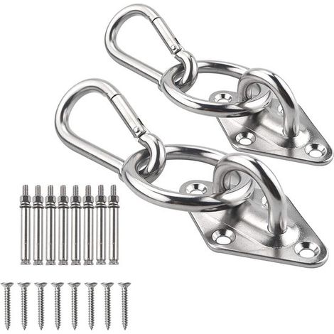 Set per appendere l'amaca, kit di montaggio a parete per interni ed esterni, 2 ganci per amaca con moschettone, ganci da soffitto in acciaio inossidabile resistenti con viti e bulloni per sedia a dond (1/5)