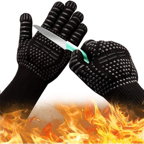 Gants de Cuisine Résistants à la Chaleur et aux Coupes, Anti-Dérapage Silicone, pour Barbecue, Grill, Four (1/5)