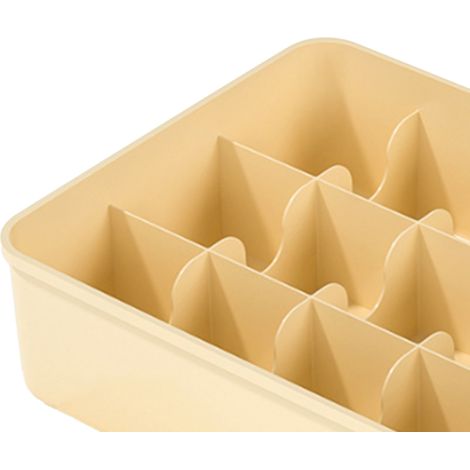Lot de 15 boîtes de rangement en plastique jaune pour tiroir, organiseur de chaussettes et sous-vêtements, compartiments séparateurs pour slips, cravates et accessoires (1/5)
