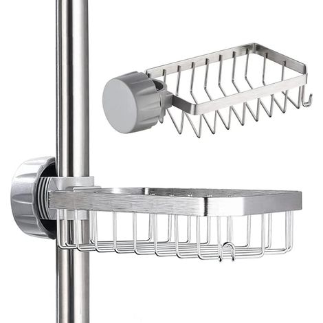 Porte Savon pour Etagere Douche - INOX Support Shampoing Douche sans Perçage pour Tringle 20-32mm (1/5)