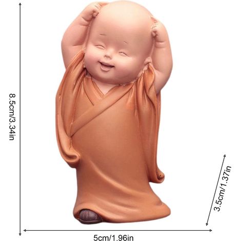 Bambino Buddha - Monaci Creativi Grazioso piccolo monaco in resina, ornamento per cruscotto auto, piccola statua del Buddha (1/5)