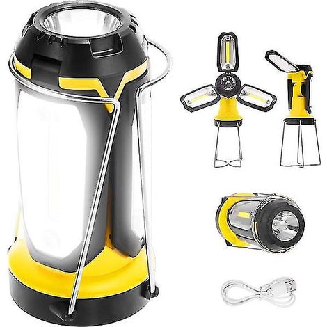 Campinglampe, tragbare LED-Taschenlampe mit 6 Modi, USB-Stromversorgung durch Hy--