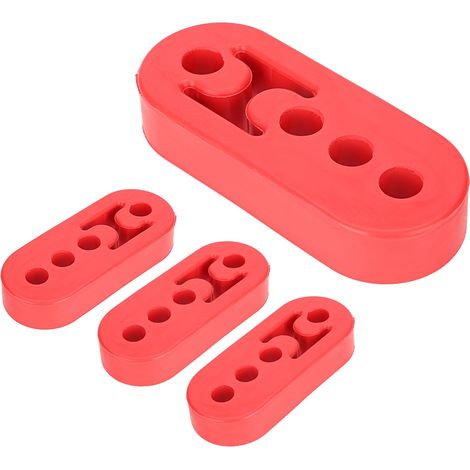 4 coussinets universels polyuréthane 4 trous 12mm réglables support silencieux d'échappement rouge (1/5)