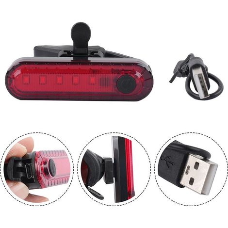 Luce per bicicletta a 4 modalità, USB, rossa (1/5)