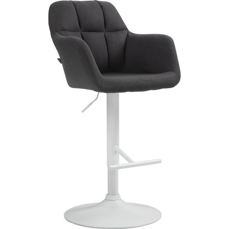 Sgabello da bar in tessuto Natoma nero Metallo bianco opaco