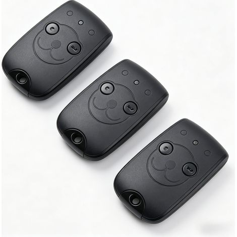 Lot de 3 Trois télécommandes 1841026 NS à 2 canaux (433,42 MHz) pour la commande de deux moteurs dans les systèmes d'automatisation de portails et de portes de garage. Batterie au lithium longue durée