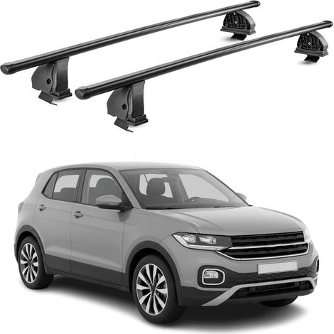 OMAC Stahl Dachträger Querträger VW T-Cross (Ohne Dachreling) 2018-2026 – TÜV / DIN 75302:2019 – Abschließbar – Max. 75 kg – 2 Stangen – Schwarz (1/5)