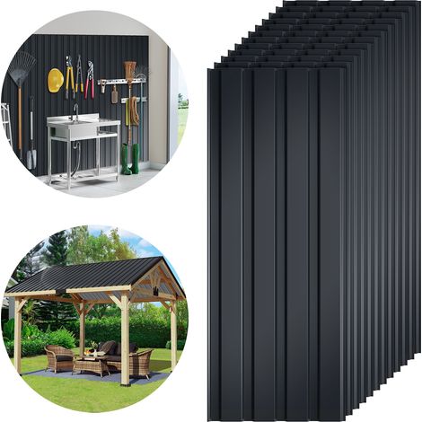 TolleTour 24x Wellblech Profilplatten 115 x 45 cm, bis 12 m², Anthrazit, für Gartenhaus, Lager und Geflügelstall (1/5)