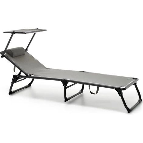 Lettino bioclimático antracita con parasol reclinable 187x60x30