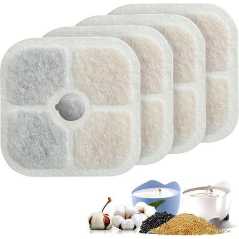 Cat Water Fountain Filter, Compatible with 2.5L/84.5 oz Cat Fountains, 4PCS Replacement Cat Fountain Filters, Cat Water Fountain Filters for Triple Filtration System (1/5)