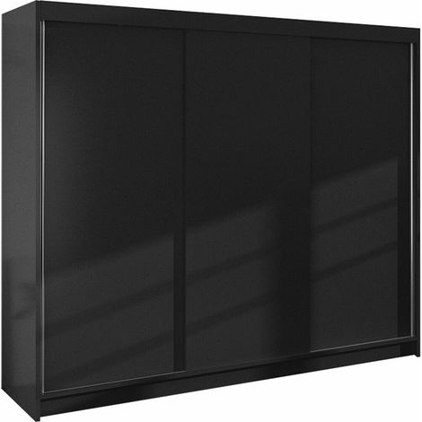 Armario Closico 159, Negro, 215x200x58cm, Puertas de armario: Correderas, Número de estantes: 9
