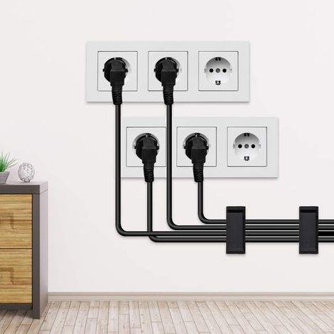 Lot de 50, Noir Clips Câbles Adhésifs, Rangement de Câbles, Gestion de Câble pour Organiseur de Fils Electriques Ethernet TV, en Plastique, Surface qui se nettoie sans produit particulier (1/5)