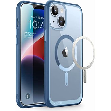FUNDA PARA APPLE IPHONE 14 Plus SILICONA AZUL REFORZADA MAG SAFE A2886 (1/5)