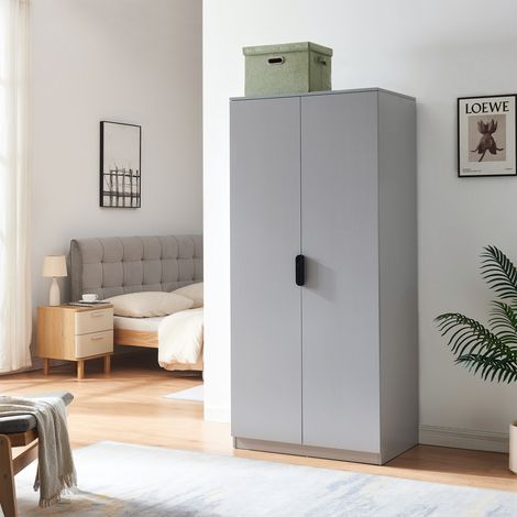 Kleiderschrank Eiselfing 176x80x52 cm 1 Fach Grau [en.casa]