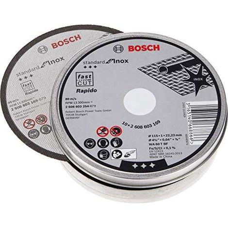 Bosch Standard for Inox Cutting Discs – Set da 10 (Ø 115 mm, 1 mm)