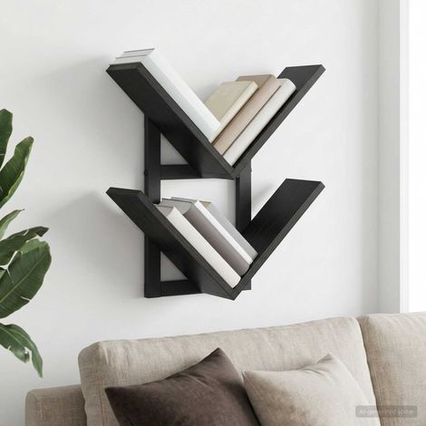 vidaXL Wall Floating Shelf Black Oak 43 x 15 x 47 cm Engineered Wood (1/5)