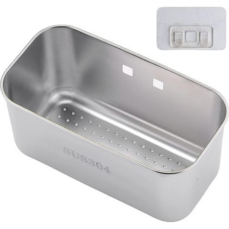 Passoire pour évier de cuisine,Panier de vidange en acier inoxydable au-dessus de l'évier,boîte rangement évier Suspendu(Argent) (1/5)