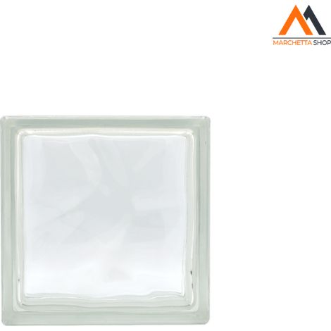 MATTONE IN VETROCAMERA ONDULATO cm 19 x 19 x 8 - trasparente