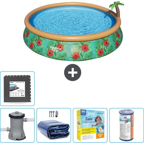 Piscine gonflable ronde Bestway à réglage rapide - Paradise Print - 457 x 84 cm - Comprend des Accessoires CB18 (1/5)