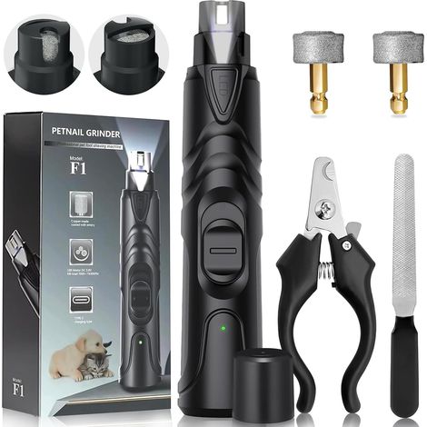 Lime Griffe Chien Electrique avec Lumière et 2 Roues, Broyeur D'ongles pour Animaux à Faible Bruit, Coupe-Ongles Electrique Rechargeable pour Moyens et Petits Chiens Chats (1/5)