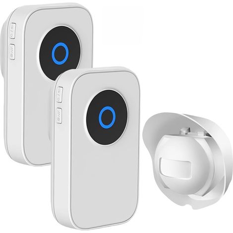 Sonnette de porte avec détecteur de mouvement : alarme de passage, 2 récepteurs et 1 détecteur, détecteur de mouvement, alarme de porte, alarme d'accès, sonnette de porte pour les affaires, la maison (1/5)