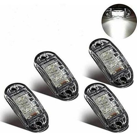 Feux de Gabarit Latéraux Feux De Dégagement LED pour 12V 24V Universel Remorque Camion Lorry Caravan Bus (4pcs Blanc)