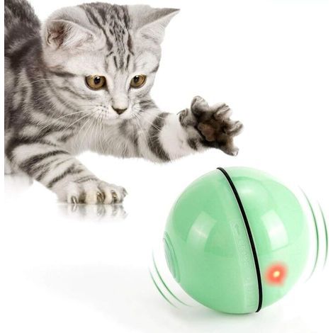 Giocattolo per gatti, palla con luci LED, rotazione automatica a 360 gradi e ricarica USB. Giocattolo interattivo per gatti, animali domestici, cani e gattini (verde). (1/4)