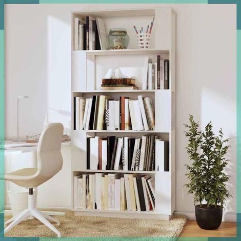 Bibliothèque - 814065 - Séparateur de pièce - Bois de pin massif - Blanc 80 x 25 x 163,5 cm (1/5)