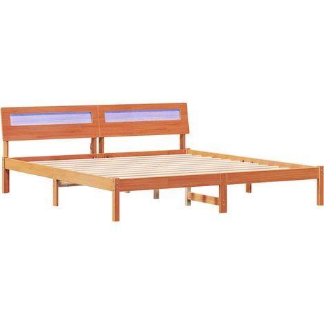 Bettrahmen Wachsbraun 180 x 200 cm Massives Kiefernholz vidaXL