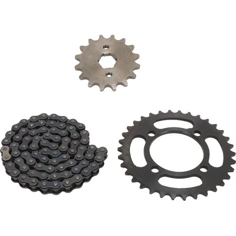 Kit chaîne 420, pignon avant 16 dents, pignon arrière 34 dents, chaîne 60 maillons en acier pour véhicules tout-terrain modifiés. (1/5)