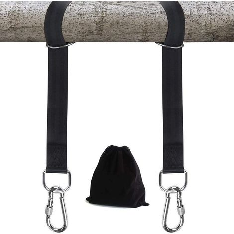 Kit de suspension de balançoire soudée pour un montage facile et rapide des suspensions de balançoire sur les arbres 2 sangles et mousqueton, parfait pour les hamacs de balançoire (1/5)