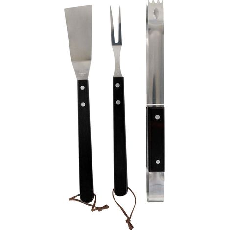 Set de 3 ustensiles à BBQ avec manches en bois (1/2)
