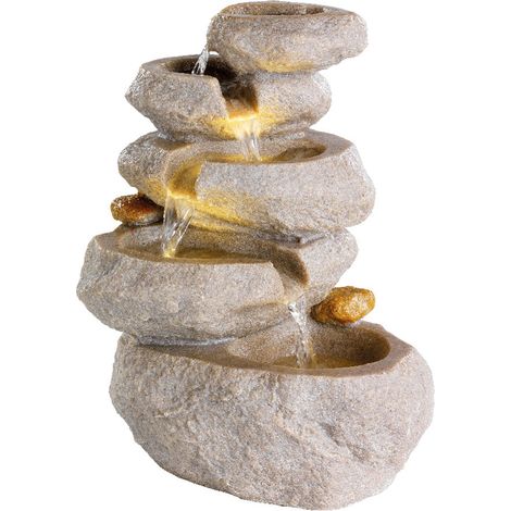 EDM – Fontaine d'intérieur effet pierre 20x15x25 cm – Éclairage LED intégré – Bruit d'eau apaisant pour relaxation (1/5)