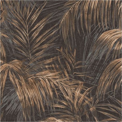 Nature wallpaper wall Profhome 399812 hot embossed non-woven wallpaper slightly textured with palm trees matt anthracite grey beige black brown 5,33 m2 (1/5)