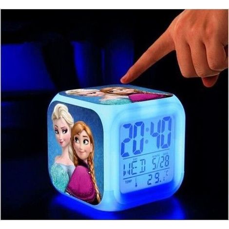 Réveil lumineux Cube LED 7 couleurs Reine des Neiges horloge numérique veilleuse chambre enfant