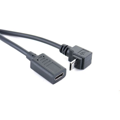 Micro 5P male 90° angled to Type-C female charging and data adapter cable, universal for Android phones and tablets. (1/5)