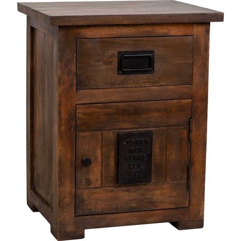 Mesita de madera artesanal marrón 51x40x64h cm (1/5)