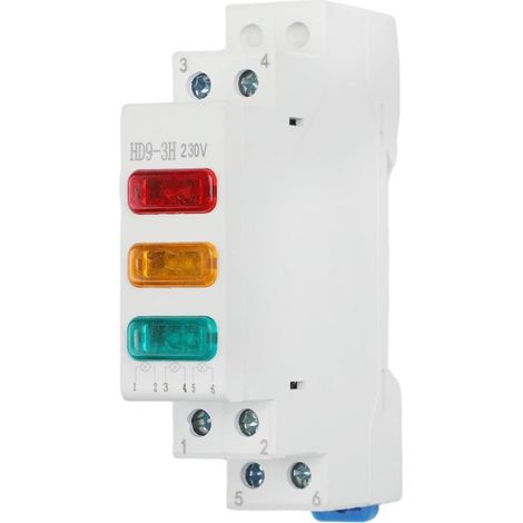 Lampe Signalisation LED 230V - 1 Unité - Plastique Ignifuge - Montage Rail DIN - Tableaux Électriques - Blanc/Rouge