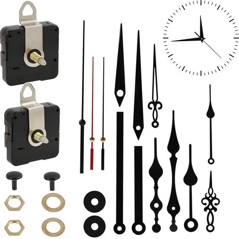 Mécanisme horloge murale, mouvement horloge silencieux avec grandes aiguilles, mécanisme horloge pile 22 mm axe pour cadran jusqu’à 10 mm d’épaisseur, kit horloger pour réparation ou création DIY (2) (1/5)