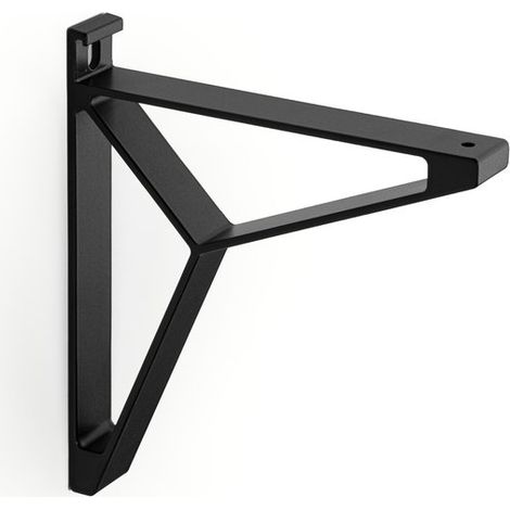 SANS MARQUE Lot de 2 équerres de fixation murale aluminium mat noir, P.16 cm (1/2)