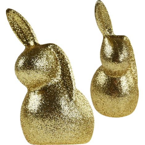 TG63604-2 Coniglietto pasquale con glitter dorati, ornamento decorativo per copricapo (1/5)