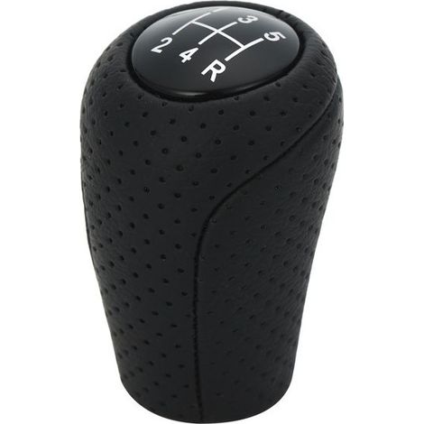 Compatible avec les modèles Mazda 3, 5 et 6. Pommeau/levier de sélection de vitesse 6 rapports en cuir noir. Design sportif. (1/4)
