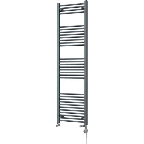 Zennor - Anthracite Dual Fuel Towel Rail H1800mm x W500mm Thermostatic - Straight (1/3)