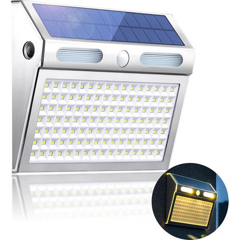 Solar-Türleuchte, IP65 Solar-Wandleuchte, 112 LEDs, warmweiß, Bewegungsmelder
