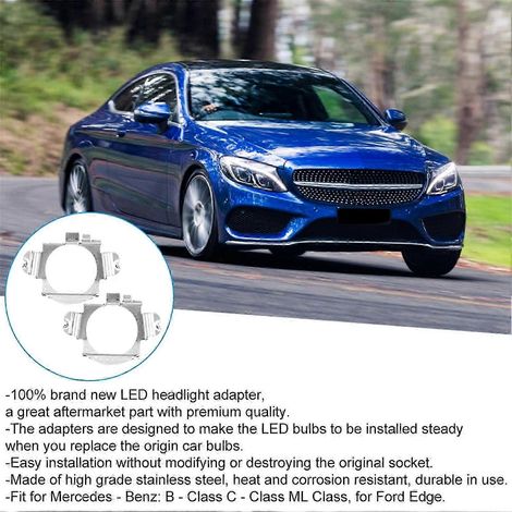 Paar H7 LED-Scheinwerferlampen-Adapterhalterung für Mercedes-Benz und Ford Silver Edition 0617