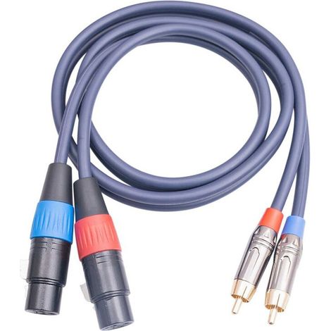 Convient pour les câbles audio doubles XLR vers RCA, les câbles doubles XLR femelles vers doubles RCA mâles, les câbles audio HiFi, les câbles 2 XLR femelles vers 2 RCA mâles, 1 mètre.