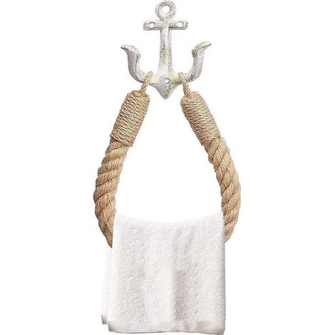 Hand Woven Bathroom Towel Rack, Wall Mounted Towel Rack, Hemp Rope Towel Rack Can Also Be Used For Toilet Paper Holder, Curtain Tiebacks,Silver (1/5)