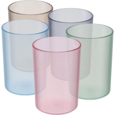 Lot de 5 Gobelets de Rinçage en Plastique Réutilisables pour Salle de Bain, Confortables à Tenir, Design Moderne pour Brossage de Dents (1/5)