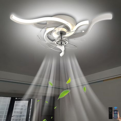 Ventilateur plafond avec lumière blanc – Télécommande + App – 6 vitesses silencieux – Lampe dimmable – 3 températures couleur – Salon/cuisine/chambre (1/5)