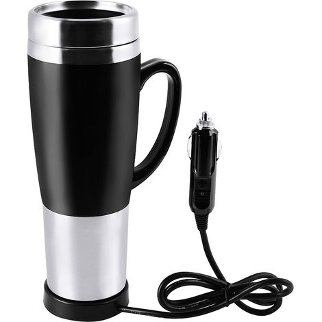 12V Elektrischer, wasserisolierter Autobecher mit Heizfunktion für heißen Kaffee, Milch und Tee (Schwarz) (1/5)